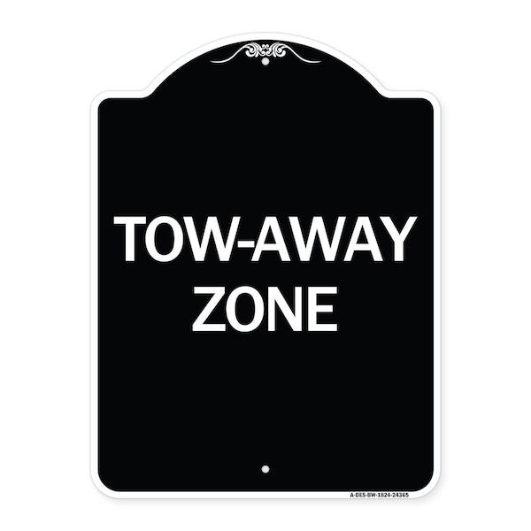 Designer Series Tow-Away Zone, Black & White Heavy-Gauge Aluminum Sign, 24" x 18", BW-1824-24365